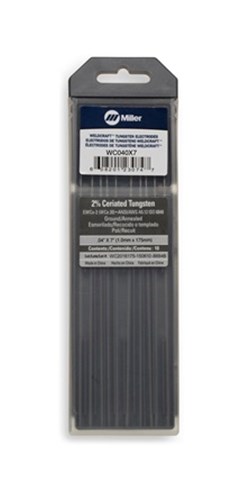 Miller Weldcraft™ Tungsten, 2% Ceriated, 0.04 in. x 7 in. (1.0 mm x 175 mm) #WC040X7 for sale online