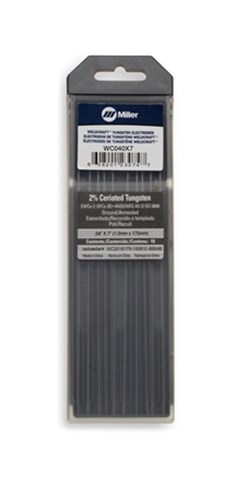 Miller Weldcraft™ Tungsten, 2% Ceriated, 0.04 in. x 7 in. (1.0 mm x 175 mm) #WC040X7 for sale online