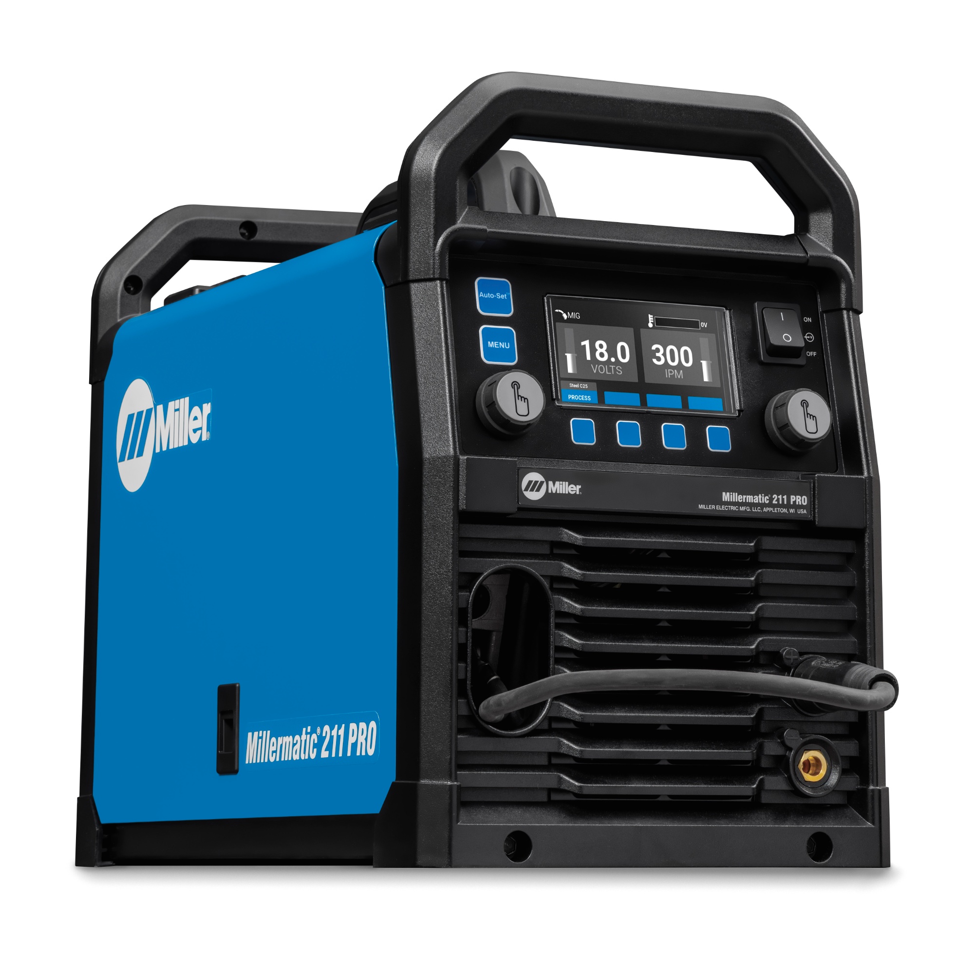alternate front right view of the Miller Millermatic® 211 PRO MIG Welder with Running Gear & Cylinder Rack - 951000073