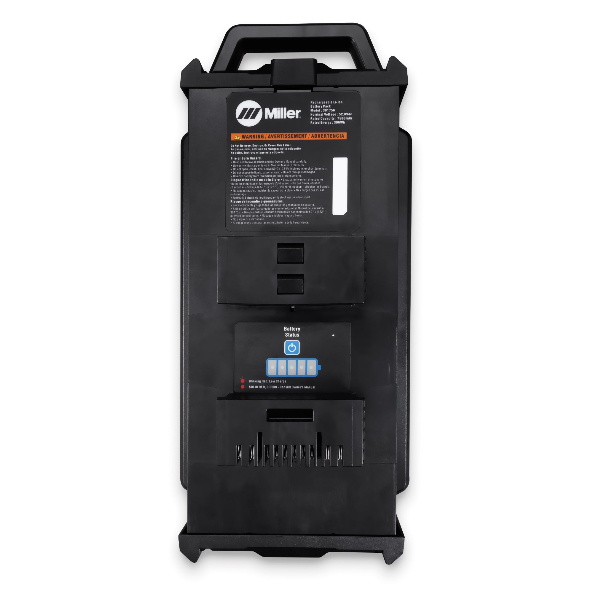 top view of the Miller Venture™150 S 400Wh Battery Pack #301756