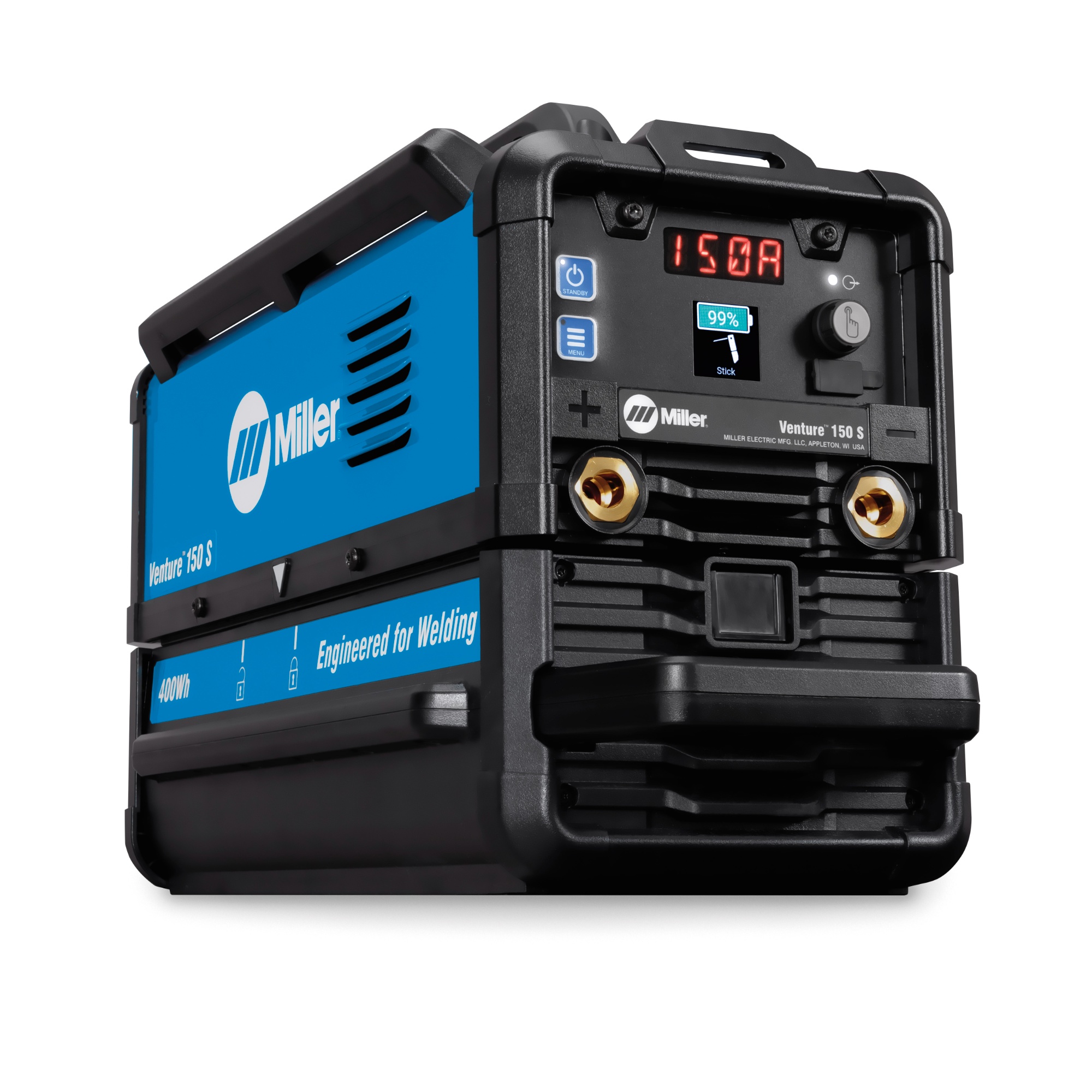 left front view of the Miller Venture™150 S Battery Powered Welder with 400Wh Battery and Charger #951000202