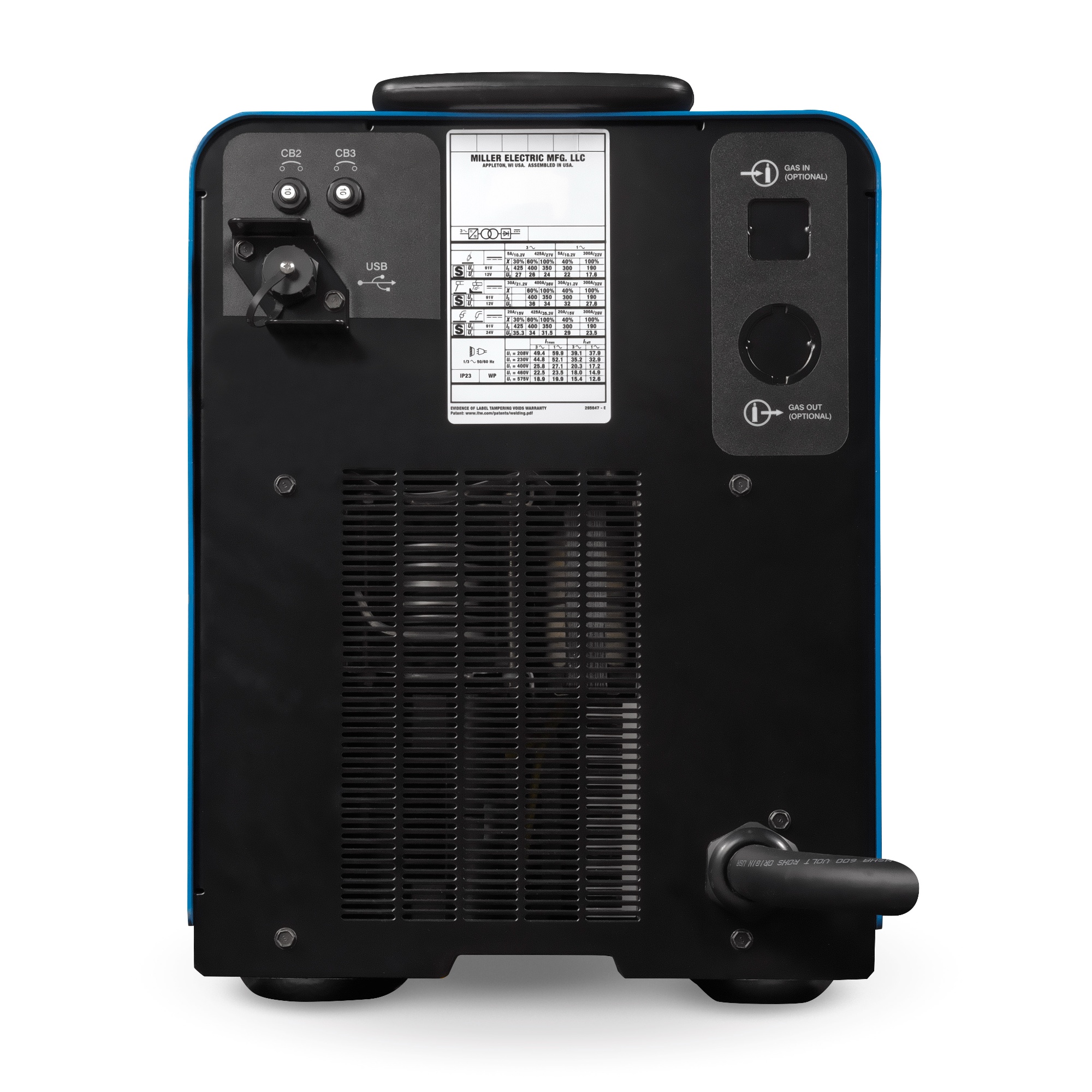 back side view of the Miller XMT® 400, Tweco® Multi-Process Welder - 907881001