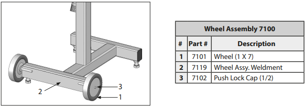 Ellis Wheel Assembly #7100 for Ellis Belt Grinder - Product diagram