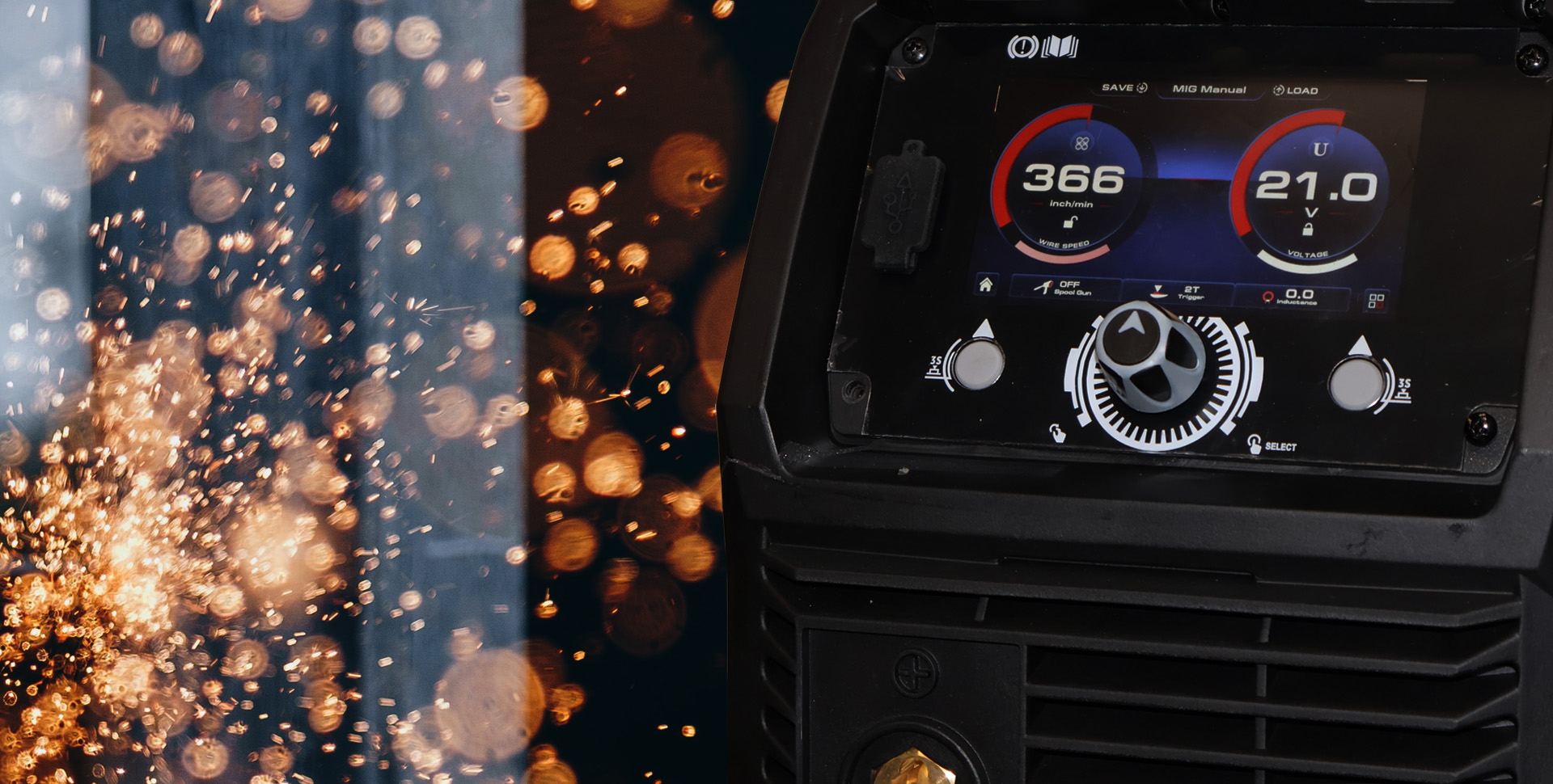 user interface for the Razorweld 230di Multi-Process Welder #JRW230di