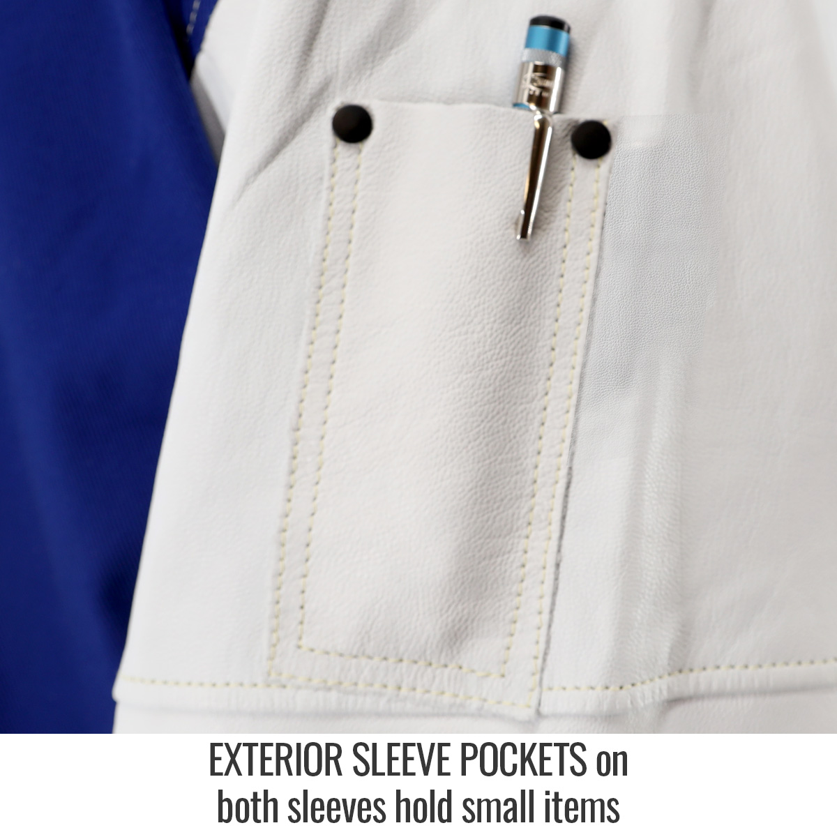 Revco Black Stallion Grain Goatskin & FR Cotton Hybrid Welding Jacket Sleeve Pockets