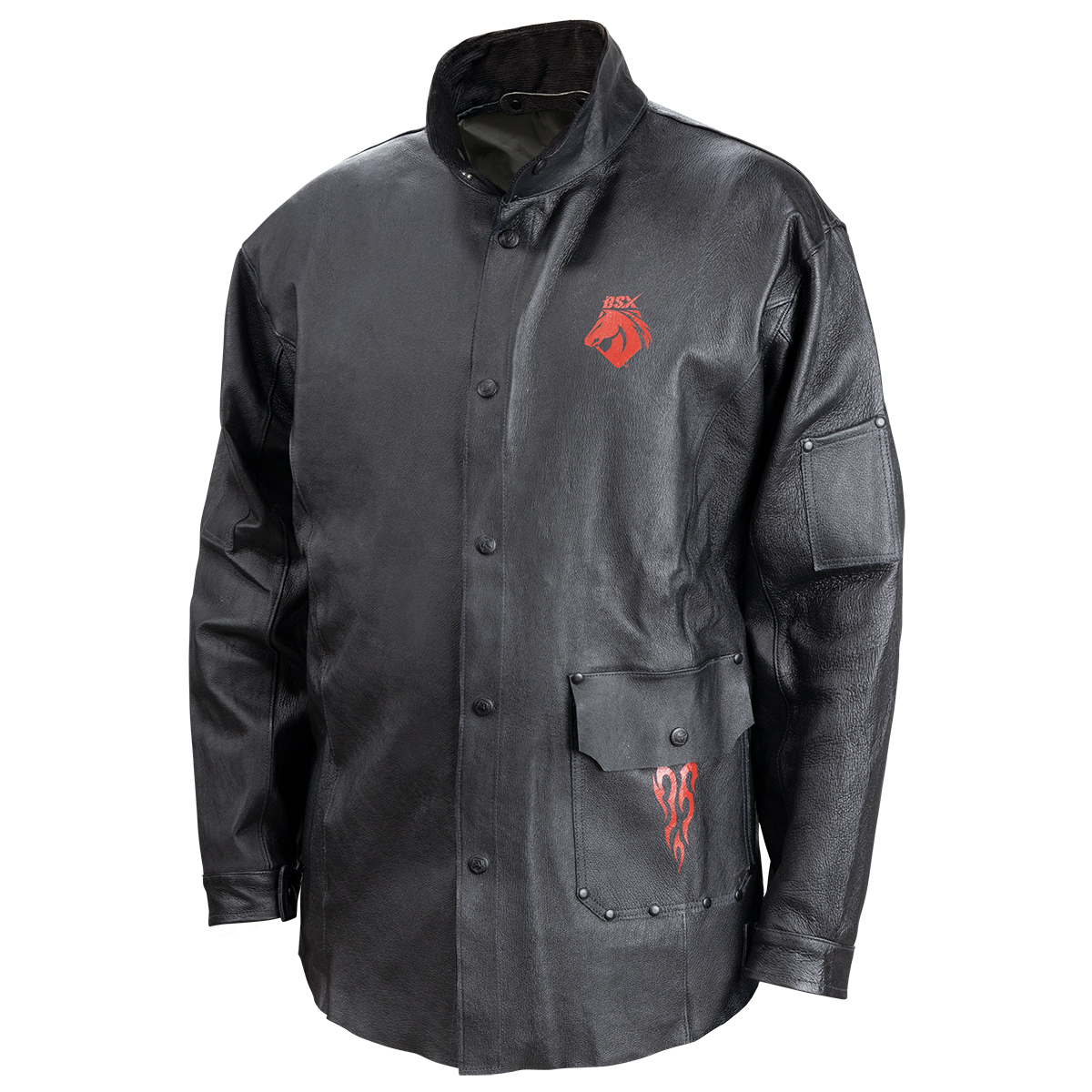 BSX Coat Pig Grain Leather Welding Jacket (Black) #JL2035-BK