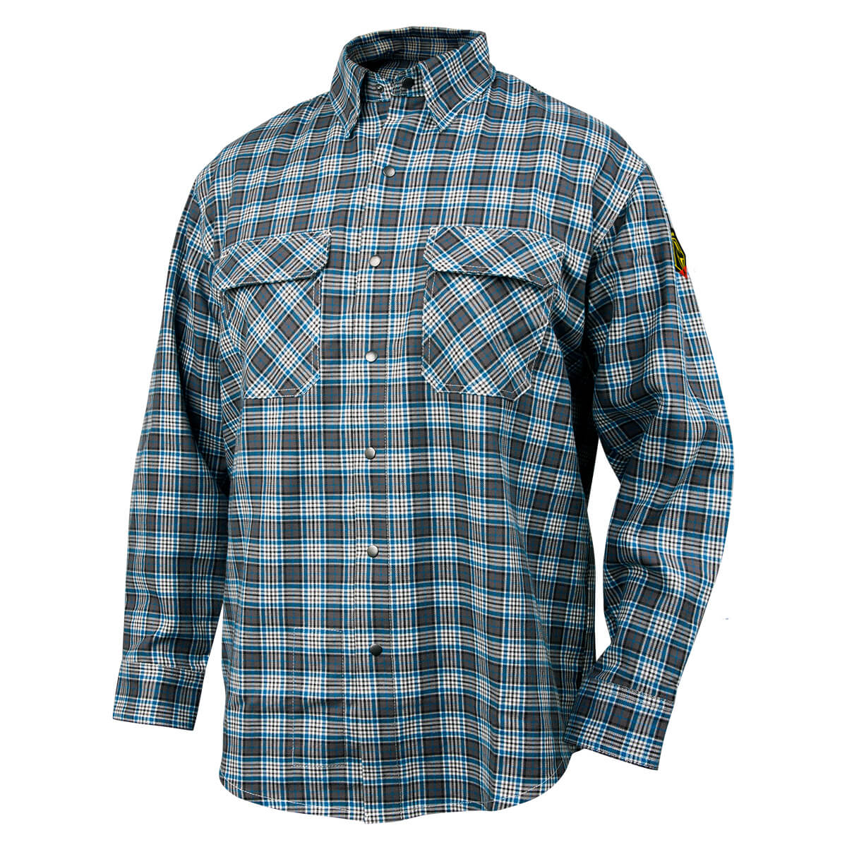 7oz Flame-Resistant (FR) Cotton Work Shirt (Gray Plaid) #FS9-PGY