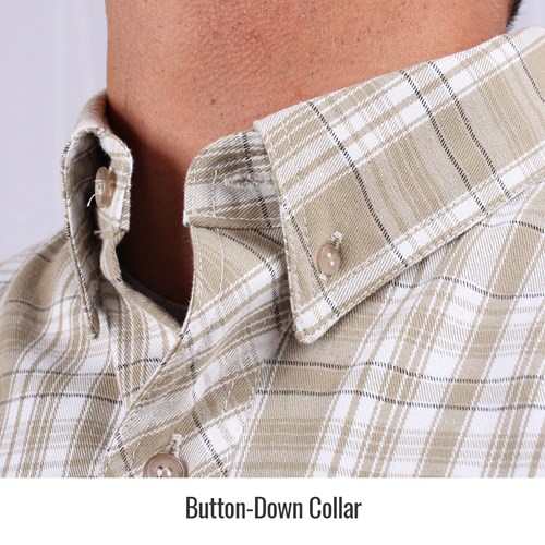 collar of Revco Black Stallion Wf2110-Pk Work Shirt 7Oz Plaid Khaki #WF2110-PK