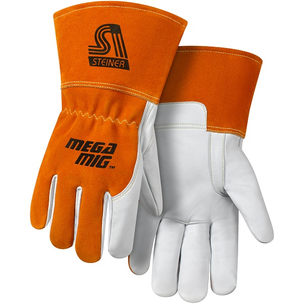 Premium Heavyweight Grain Goatskin With Split Cowhide Back MIG Welding Gloves #0232-S