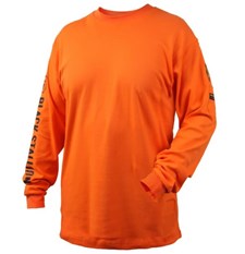 Comfortable welding Black Stallion FR Cotton Knit Long-Sleeve T-Shirt Safety Orange Coolest