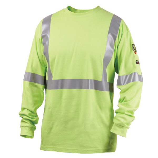 Revco ToolHandz 7oz Flame-Resistant Lime Green Long Sleeve Tshirt With Silver Reflective #TF2511-LM