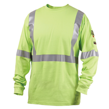 Revco ToolHandz 7oz Flame-Resistant Lime Green Long Sleeve Tshirt With Silver Reflective #TF2511-LM