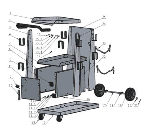 Metal Man Three-Tier Welding Cabinet Parts diagram