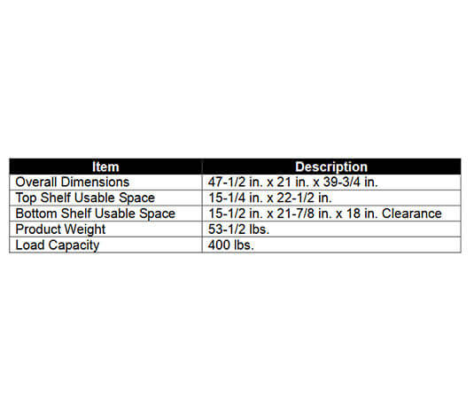 Metal Man Heavy Duty Single/Dual Bottle Welding Cart UWC4 information and specifications