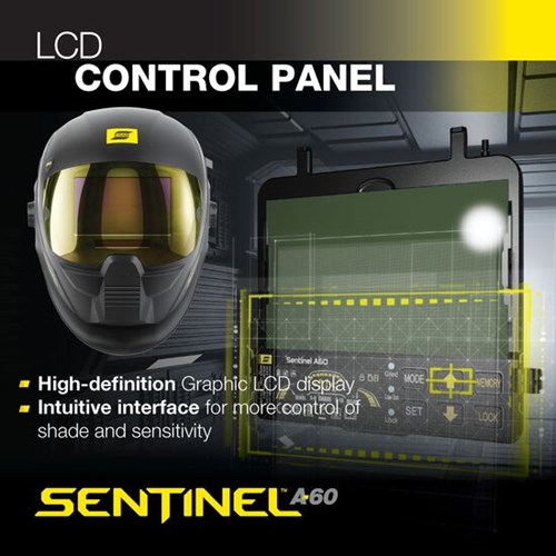 Auto-darkening welding helmet with external control panel