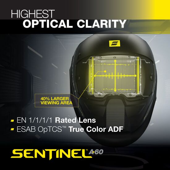1/1/1/1 optical clarity welding helmet with large lens