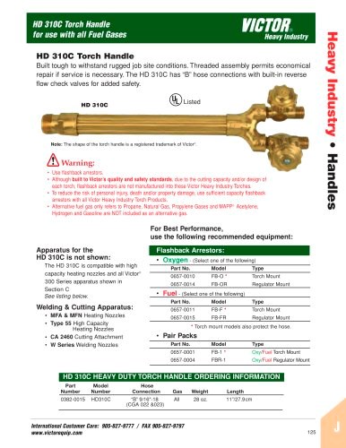 Victor Welding Torch Handle 28 oz 11" manual instructions for assembly