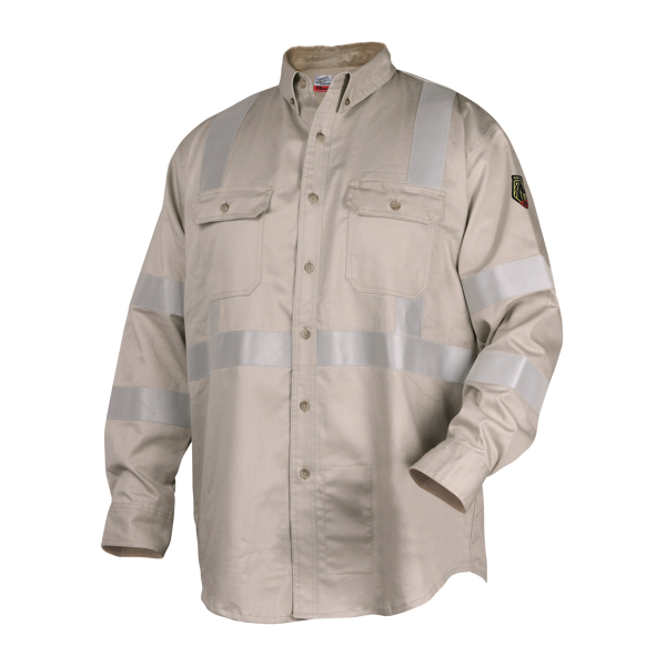 FR Cotton Work Shirt, w/ 2" Reflective Tape (Stone Khaki) #WF2112-ST