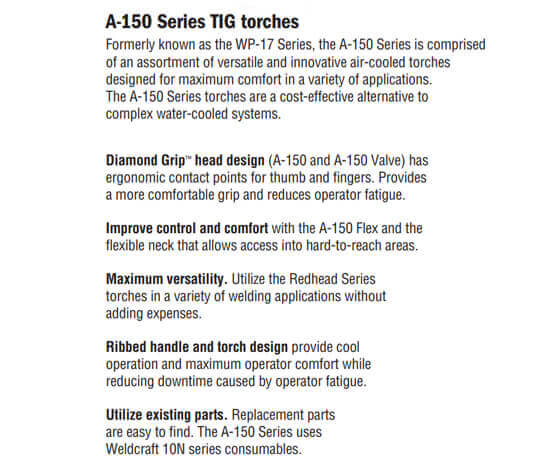 Weldcraft™ A-150, Mono-Flex, 12.5 ft.Torch Package #WP1712MFM Weldcraft™ A-150, Mono-Flex, 12.5 ft.Torch Package #WP1712MFM