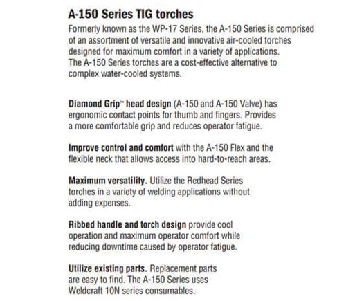 Weldcraft A-150, Rubber, 25 ft., Accessories, Torch Package #WP1725RM
