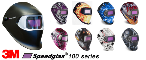 Speedglas Auto Darkening Welding Helmet graphic showing all 8 cool made to order designs
