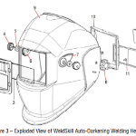 Tweco Cigweld WeldSkill Auto-Darkening Helmet #41001004 Exploded View
