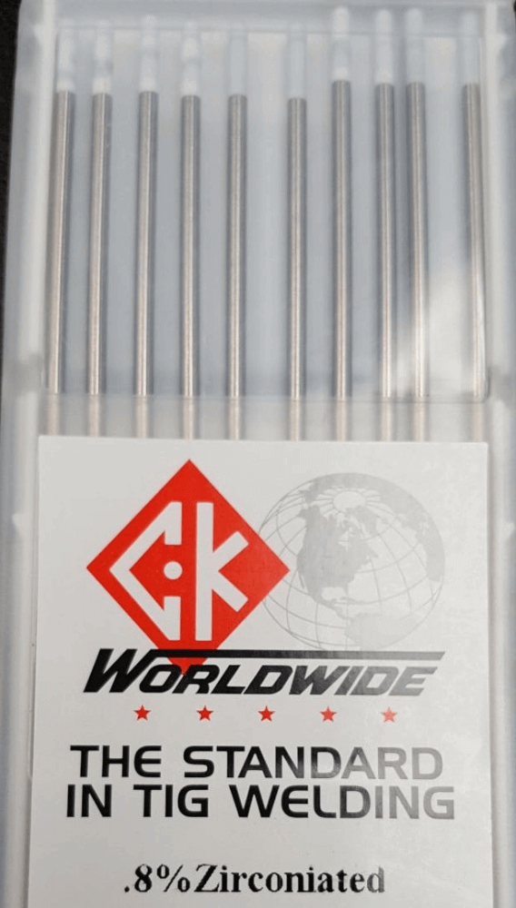 10PK White WZ8 TIG Welding Tungsten Rod Electrodes 0.8% Zirconiated 1/16” x 7” 